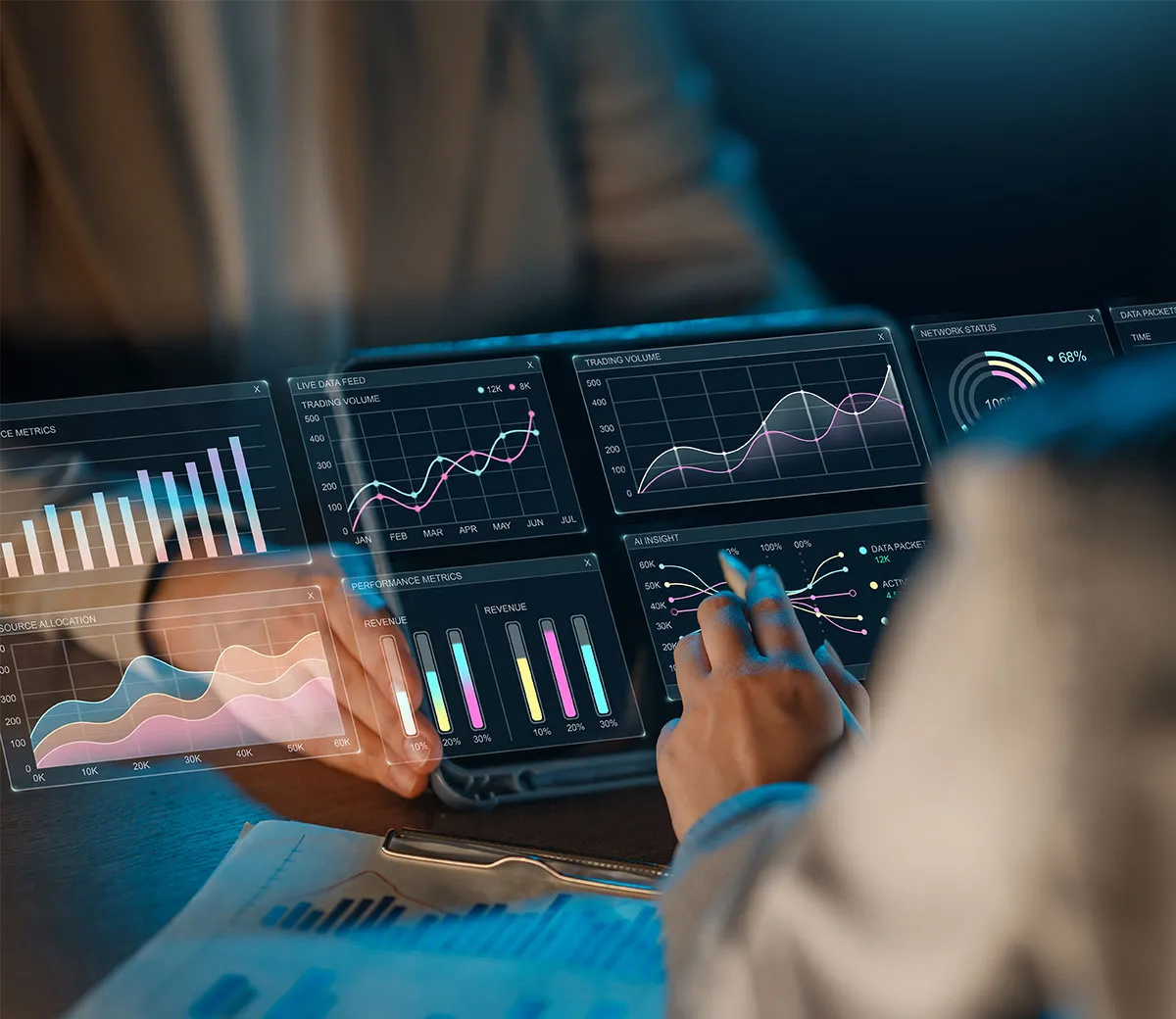 Accountant reviewing financial records and reports