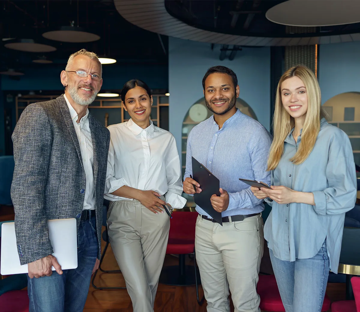 Advisory team working late in a modern office
